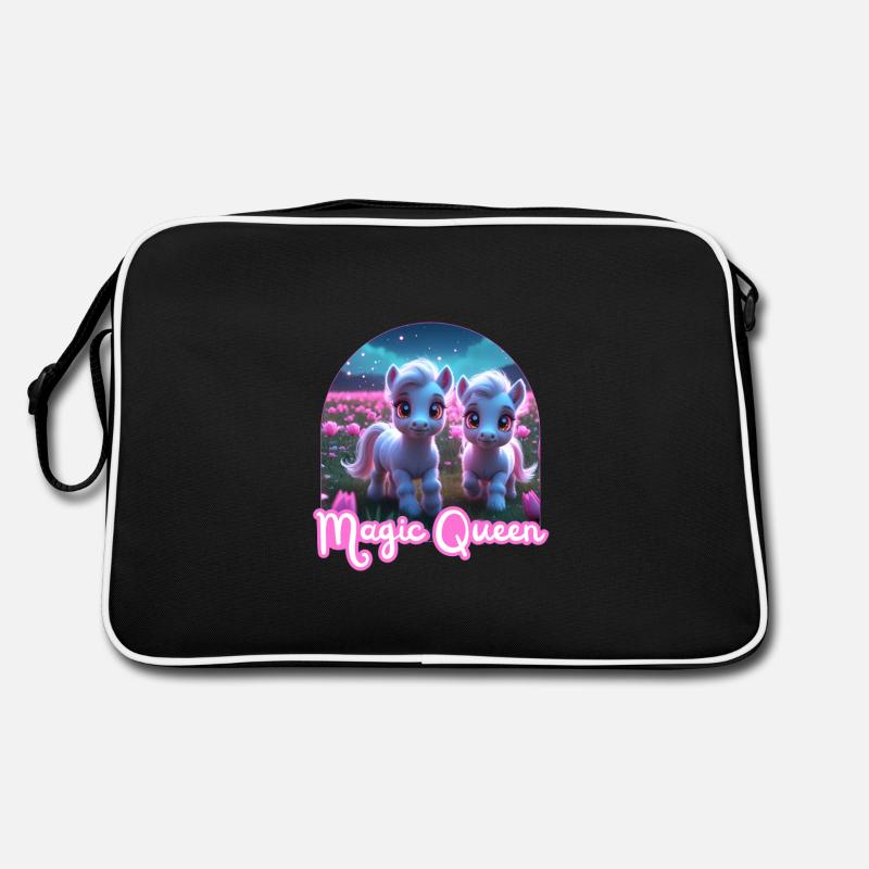 Zwei süße Ponys - Magic Queen Retro Tasche