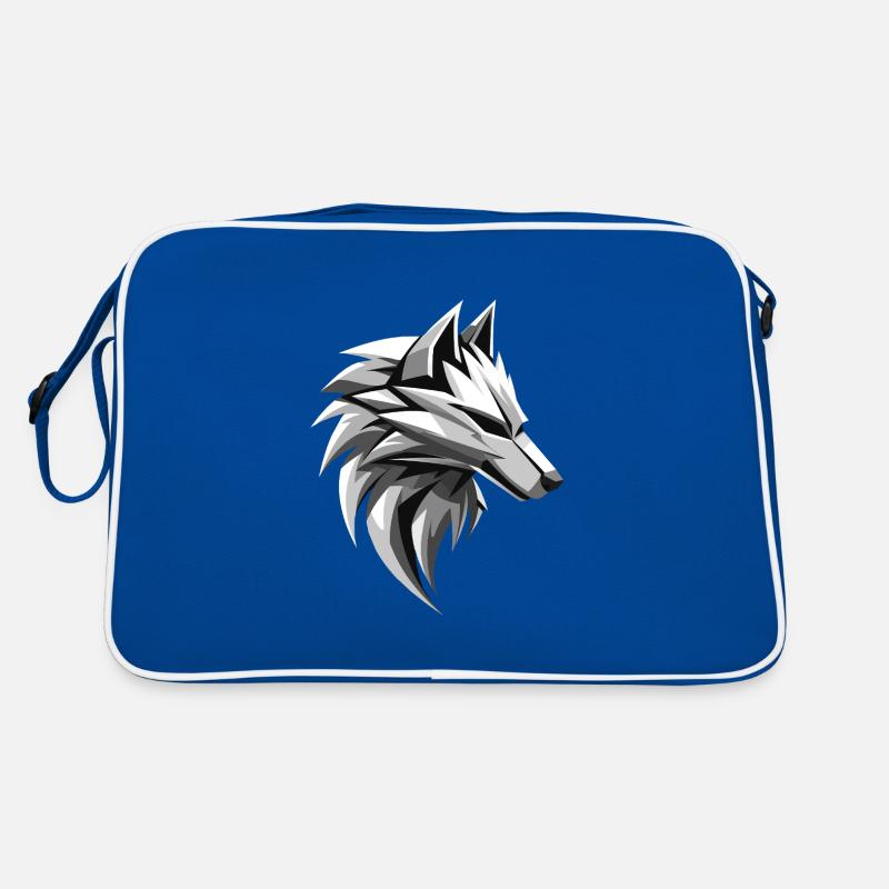 Wolf I Low Poly Art Logo Design Retro Tasche
