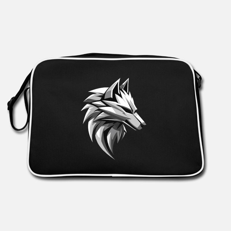 Wolf I Low Poly Art Logo Design Retro Tasche