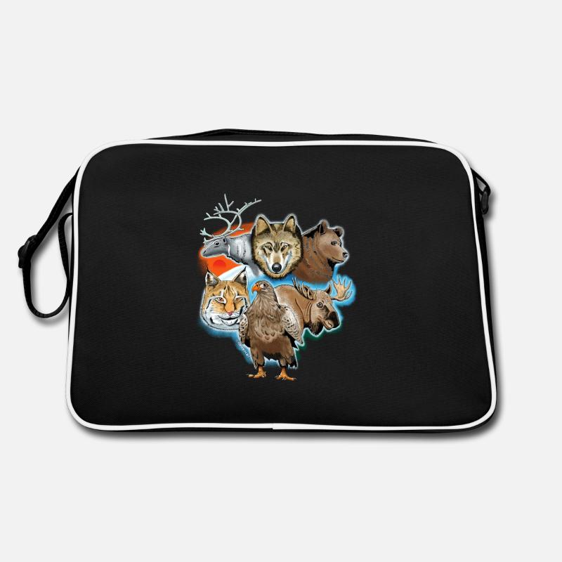 Wolf, Rentier, Bär, Luchs, Adler, Hirsch Textilien Retro Tasche