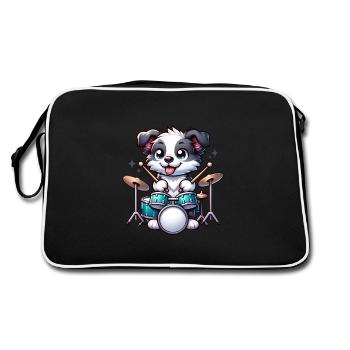 Chiot Border Collie Drummer Cool - Sac Retro - noir/blanc - Dos
