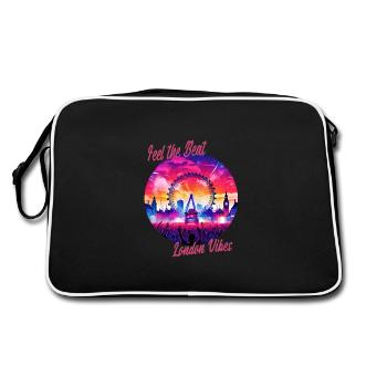Feel the Beat - London Vibes - Retro Tasche - Schwarz/Weiß - Hinten