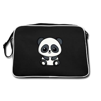 Mignon panda chibi | Design panda mignon - Sac Retro - noir/blanc - Dos