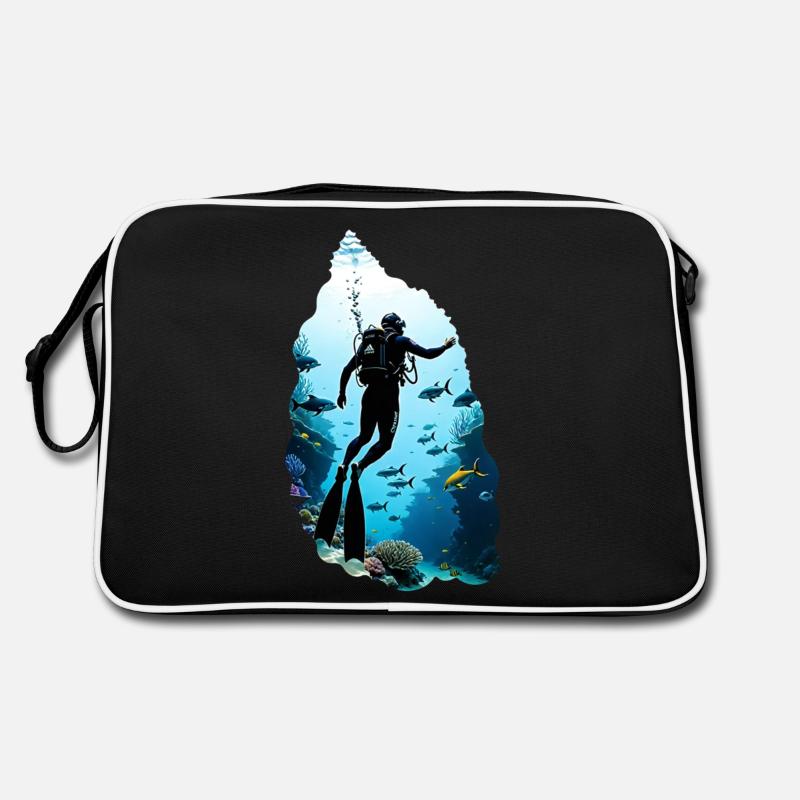 Tauchen - Retro Tasche - Schwarz/Weiß