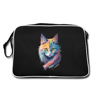 Cat Creative - Retro Tasche - Schwarz/Weiß - Hinten