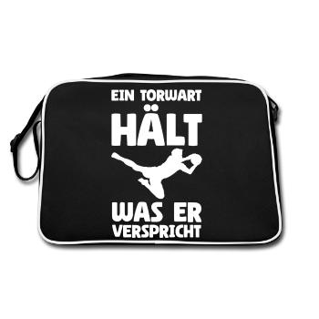 Torwart Fußball Torhüter Tormann Geschenk - Retro Tasche - Schwarz/Weiß - Hinten