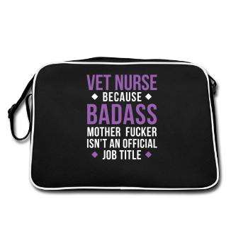 Badass Vet Nurse Professions Veterinary T shirt - Retro Bag - black/white - Back