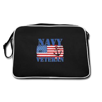 NAVY VETERAN - Retro Bag - black/white - Back