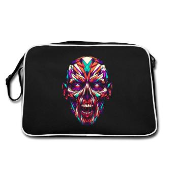 Geometrischer Zombie: Lebendige polygonale Kunst - Retro Tasche - Schwarz/Weiß - Hinten
