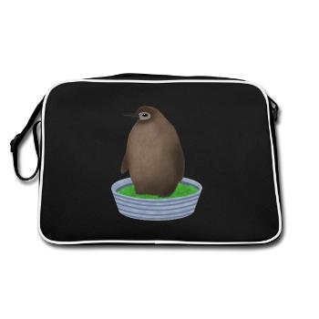 Pesto-Pinguin - Retro Tasche - Schwarz/Weiß - Hinten