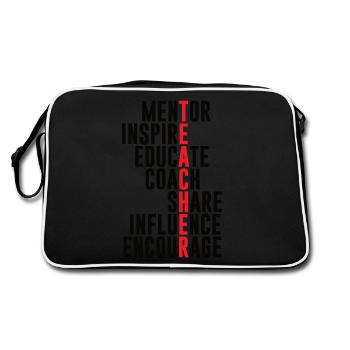 Lehrer - Retro Tasche - Schwarz/Weiß - Hinten