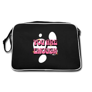 You Are Enough - Du bist Genug - Pink für Frauen - Retro Tasche - Schwarz/Weiß - Hinten