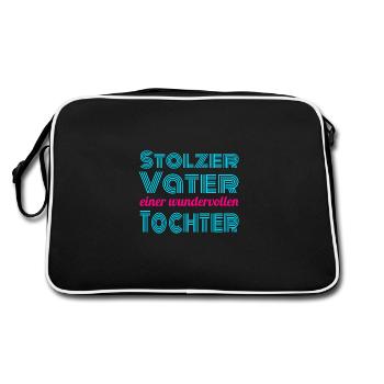 Stolzer Vater einer wundervollen Tochter - Retro Tasche - Schwarz/Weiß - Hinten