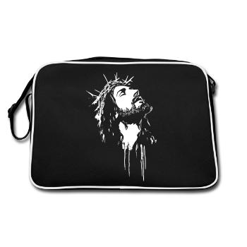 Jesus Christus Religiöses Christlich - Retro Tasche - Schwarz/Weiß - Hinten