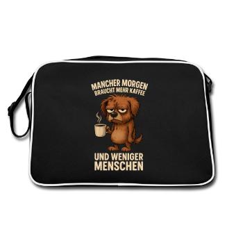 Mehr Kaffee, weniger Menschen Hund - Retro Tasche - Schwarz/Weiß - Hinten