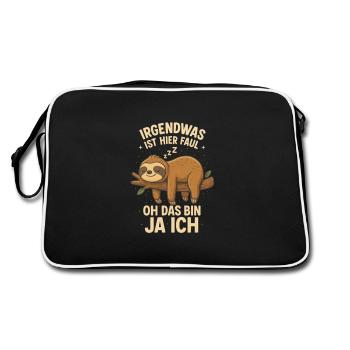 Sloth Office Saying Lazy - Retro Bag - black/white - Back
