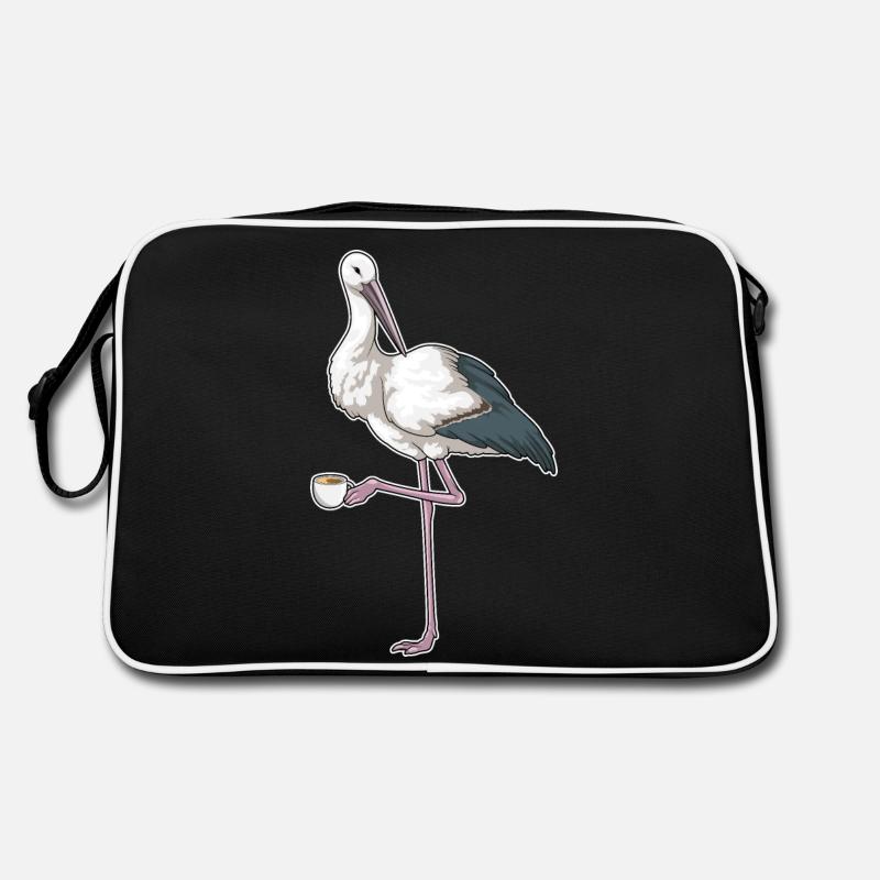 Storch Tasse Kaffee - Retro Tasche - Schwarz/Weiß