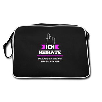 JGA - Ich Heirate - Sie - Retro Tasche - Schwarz/Weiß - Hinten