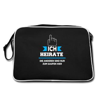 JGA - Ich Heirate - Retro Tasche - Schwarz/Weiß - Hinten