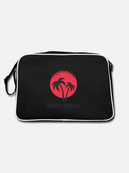 Miami Beach Florida palmiers coucher de soleil - Sac Retro - noir/blanc - Dos