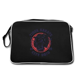 Karate vintage retro Design Stadt Dojo Tiger - Retro Tasche - Schwarz/Weiß - Hinten