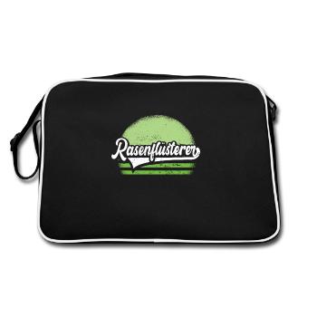 Rasenflüsterer | Lustiges Gärtner Rasenpflege Moti - Retro Tasche - Schwarz/Weiß - Hinten