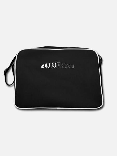 Schach Spieler Lustiges Evolution Brettspiel Schac - Retro Tasche - Schwarz/Weiß - Hinten