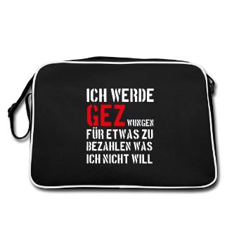 GEZ bezahlen - TV Rundfunk Fernsehen - Geschenk - Retro Tasche - Schwarz/Weiß - Hinten