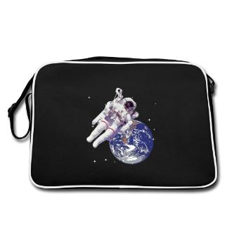 Astronaut in space - Retro Tasche - Schwarz/Weiß - Hinten