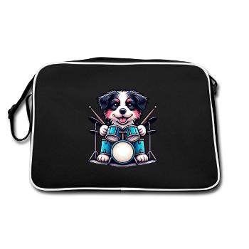 Chiot Border Collie Drummer Cool - Sac Retro - noir/blanc - Dos