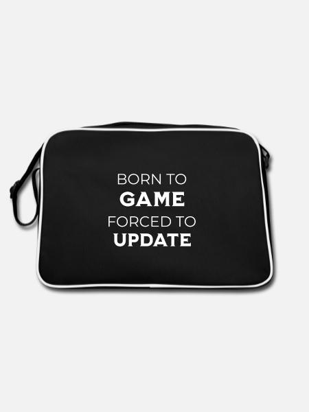 Gamer – Born To Game Forced To Update - Retro Tasche - Schwarz/Weiß - Hinten