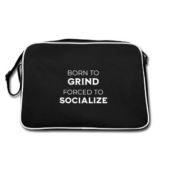 Gamer – Born To Grind Forced To Socialize - Retro Bag - black/white - Back