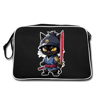 Ninja Cat - Samurai Kitten - Retro Bag - black/white - Back