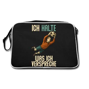 Torwart Tormann Spruch Torhüter lustig - Retro Tasche - Schwarz/Weiß - Hinten