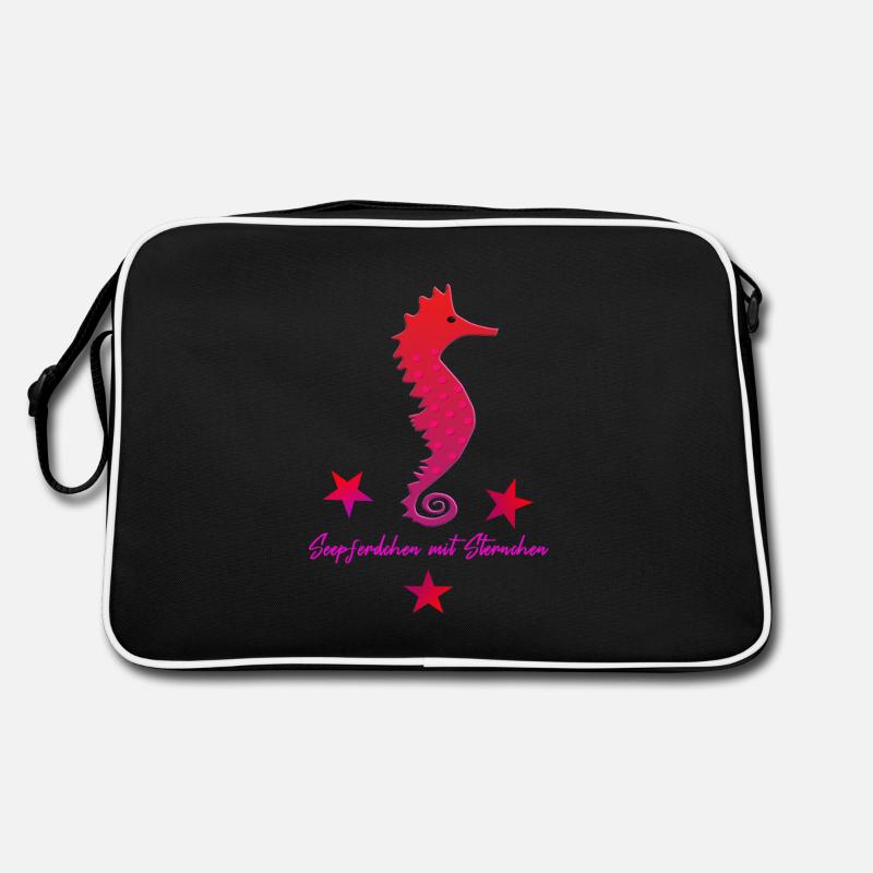 rotes Seepferdchen mit Sternchen pink Retro Tasche