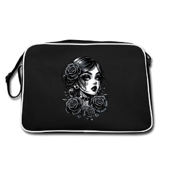 Forbidden Romance : Beauté et roses dans le noir - Sac Retro - noir/blanc - Dos
