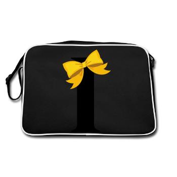Letter i yellow knot - Retro Bag - black/white - Back