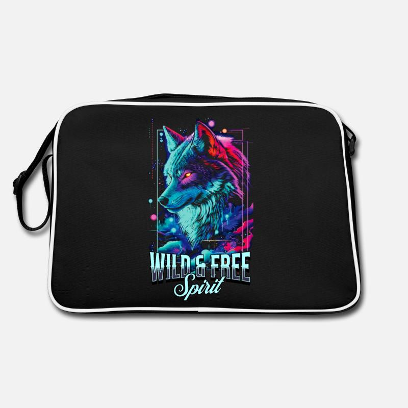 Wolf Wolf Head Predator Wilderness Neon Colorful Art Retro Bag