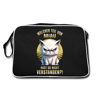 Cat, Grumpy, Grumpy, Grumpy, Meow, Funny - Retro Bag - black/white - Back