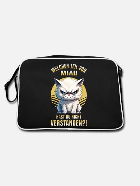 Cat, Grumpy, Grumpy, Grumpy, Meow, Funny - Retro Bag - black/white - Back