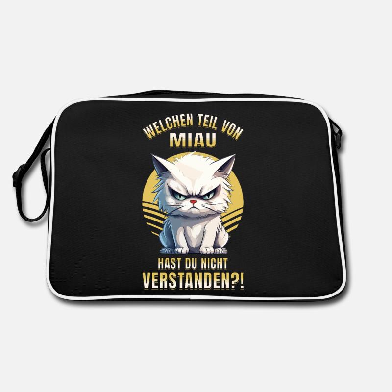 Katze Mürrisch Grantig Griesgrämig Miau Lustig Retro Tasche