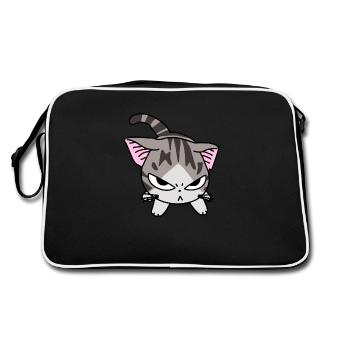 Cat anime evil - Retro Bag - black/white - Back