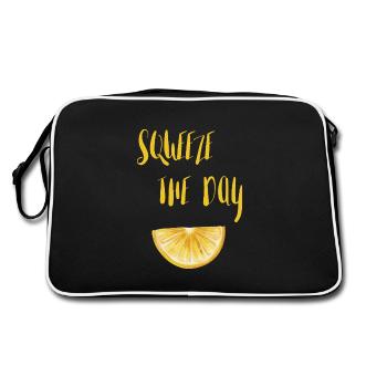 Squeeze the day Lemon Funny Sayings - Retro Bag - black/white - Back