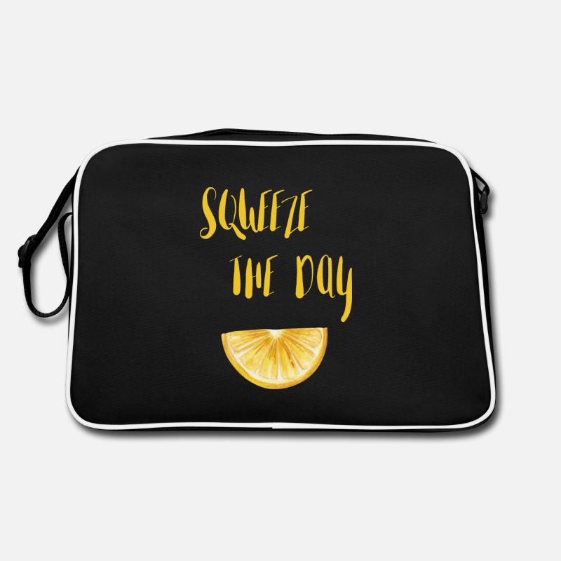 Squeeze the day Lemon Lustige Sprüche - Retro Tasche - Schwarz/Weiß