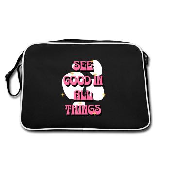 Voir le bien en toutes choses | Affirmations positives - Sac Retro - noir/blanc - Dos