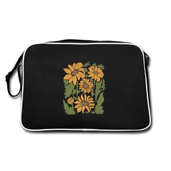 Boho Sunflower Wildflowers - Retro Bag - black/white - Back