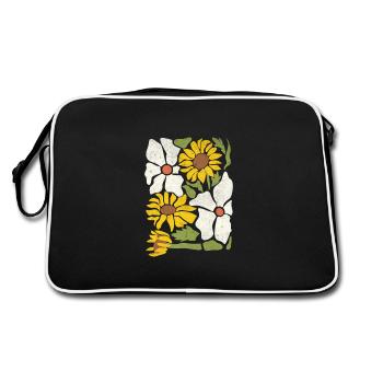 Fleurs sauvages bohèmes avec tournesols et marguerites - Sac Retro - noir/blanc - Dos