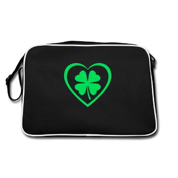 Shamrock Heart Lucky Clover St. Patrick's Day - Retro Bag - black/white - Back