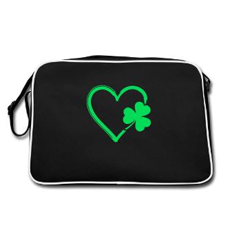 Green Shamrock Heart - Retro Bag - black/white - Back