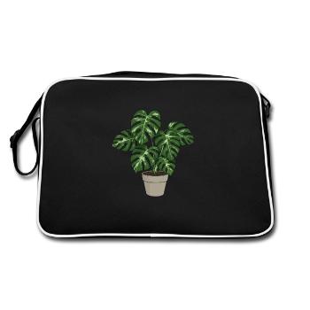Monstera coloré - Sac Retro - noir/blanc - Dos